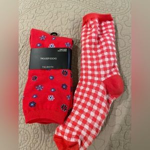 Two Pairs of Tablots Red Navy Blue Socks One NWT